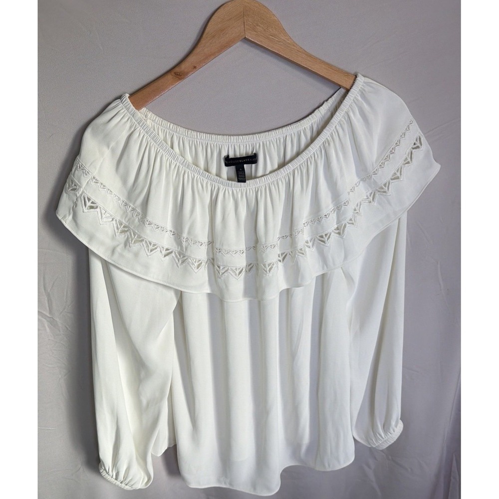 White House Black Market Boho Chic Ruffle Collar Top Size Small - Picture 2 of 7